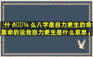 什 🐼 么八字是自力更生的命「算命的说我自力更生是什么意思」